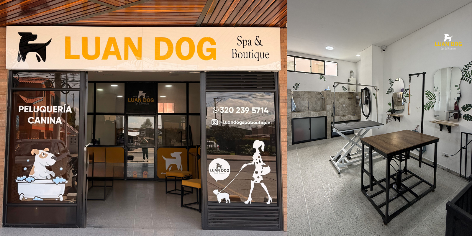Fachada e interior de LUAN DOG Spa & Boutique - Peluquería canina y zona de baño